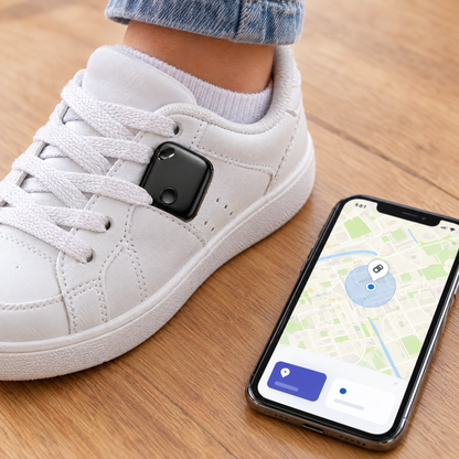 Smart Tag en la zapatilla con el mapa en el iPhone