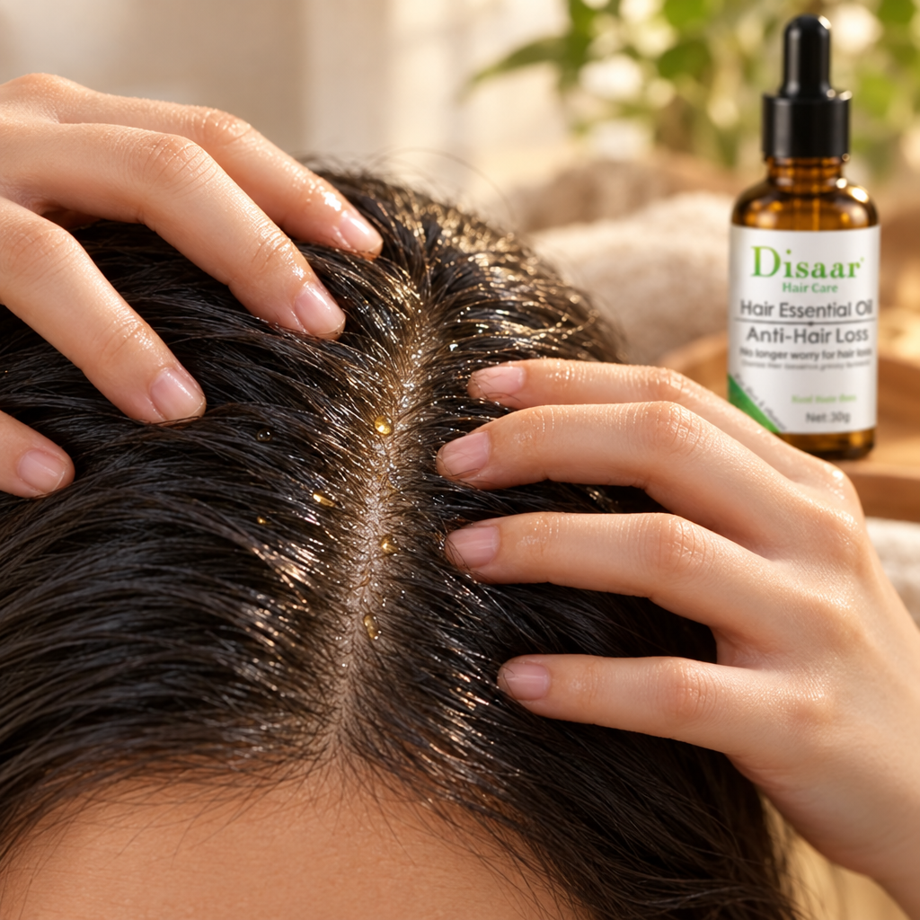Masaje en el cuero cabelludo con el serum